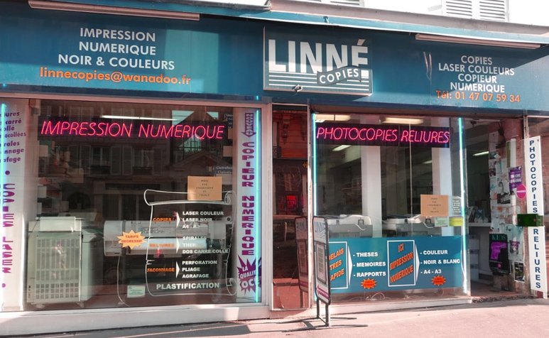 La devanture du magasin Linné Copies